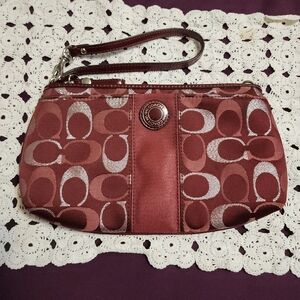 Coach Burgundy Signature Wristlet
